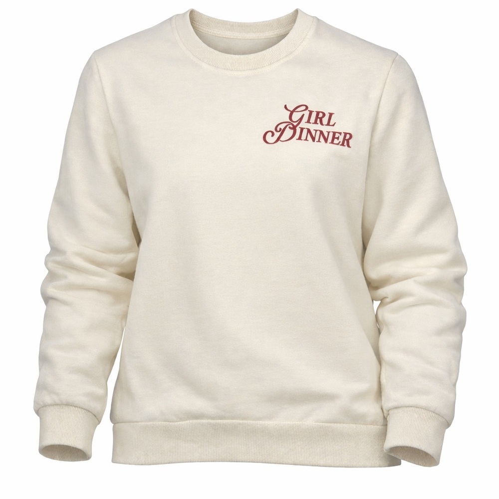 NWT Better Together Women’s Sweater Ivory Girl Dinner Cupcake Embroidered Small